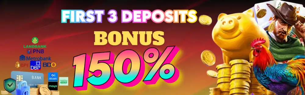 first 3 deposit bonus up to 150% 